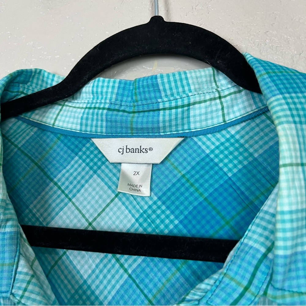 Christopher & Banks Shirt Top Women's XXL Blue Green Plaid 3/4 Sleeves 5 for $30 - Picture 11 of 15